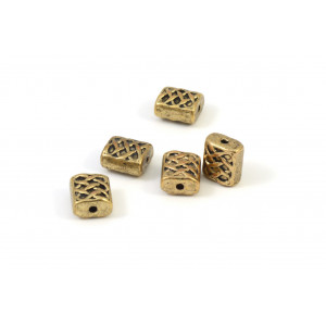 METAL BEAD RECTANGLE 7X6MM ANTIQUE GOLD
